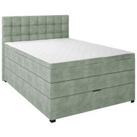 BOXSPRINGBETT 140/200 cm,  in Grün, Matratze, Bettkasten, Topper, H3 = fest  - Schwarz/Grün, KONVENTIONELL, Kunststoff/Textil (140/200cm) - Boxxx