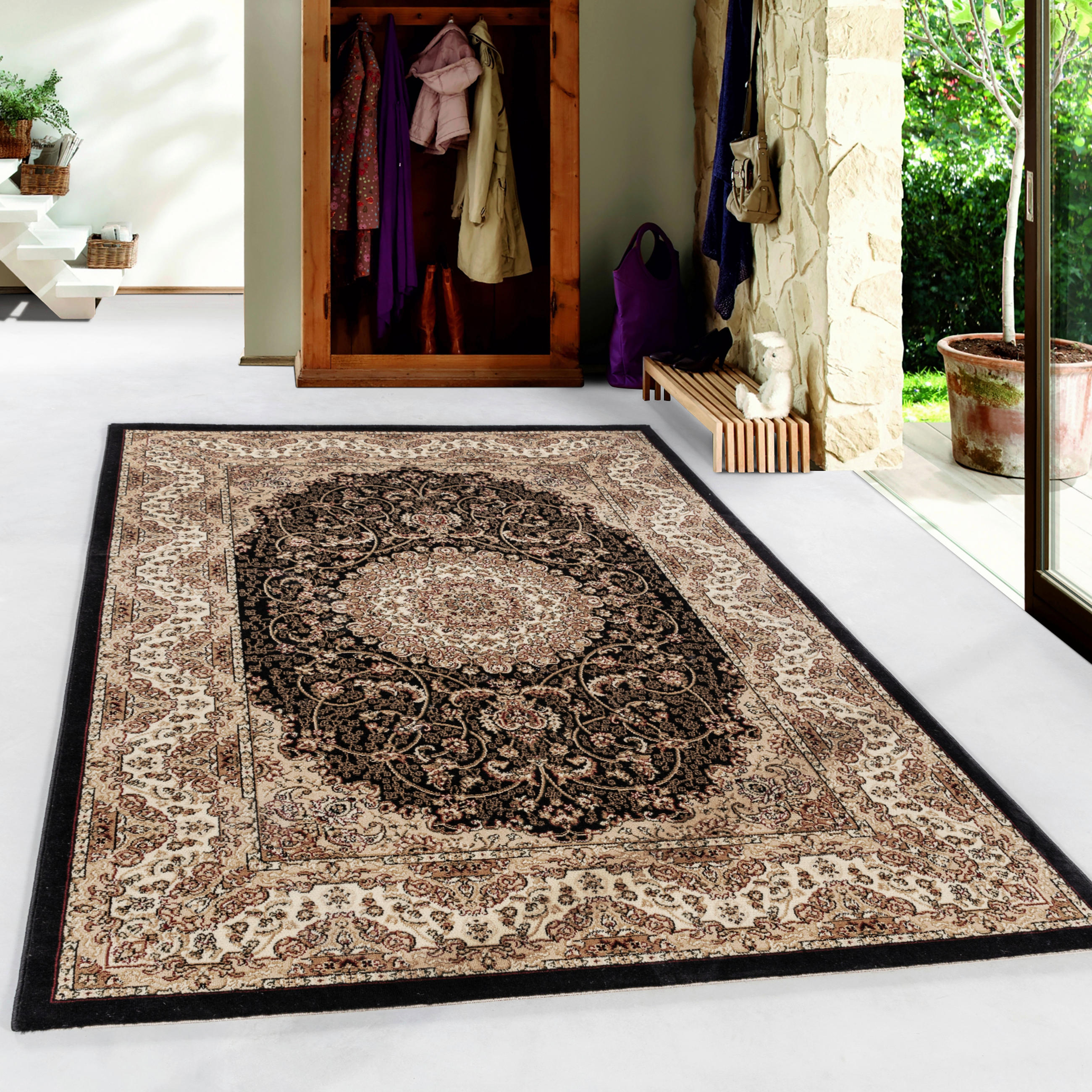 VÄVD MATTA 300/400 cm Kashmir  - svart, Klassisk, textil (300/400cm) - Novel