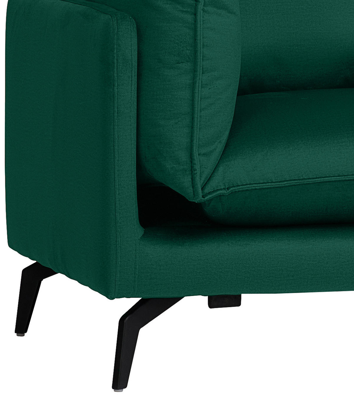 ECKSOFA in Samt Grün  - Schwarz/Grün, Design, Textil/Metall (241/200cm) - Carryhome