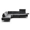 ECKSOFA Cosy Anthrazit Samt  - Anthrazit/Schwarz, Design, Textil/Metall (213/288-303cm) - SENSOO