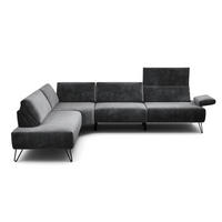 ECKSOFA Cosy Anthrazit Samt  - Anthrazit/Schwarz, Design, Textil/Metall (213/288-303cm) - SENSOO