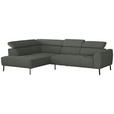ECKSOFA in Struktur Grau 205/280 cm - Schwarz/Grau, Design, Textil/Metall (205/280cm) - Xora