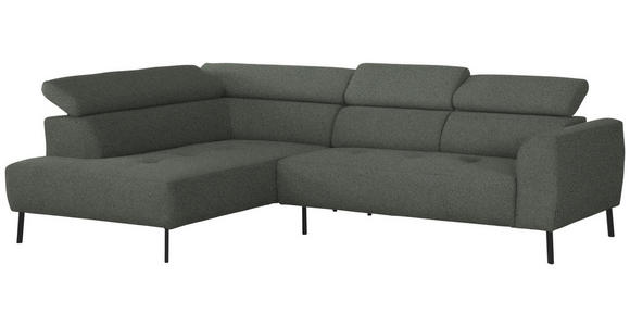 ECKSOFA in Struktur Grau 205/280 cm - Schwarz/Grau, Design, Textil/Metall (205/280cm) - Xora