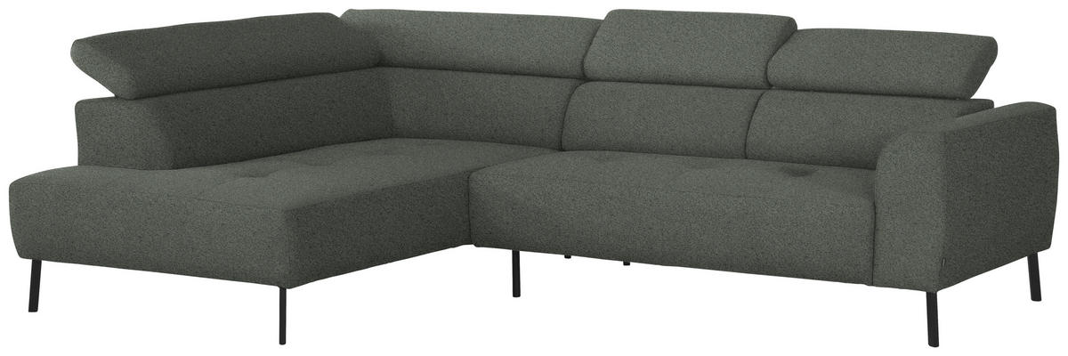 ECKSOFA in Struktur Grau  205/280 cm  - Schwarz/Grau, Design, Textil/Metall (205/280cm) - Xora