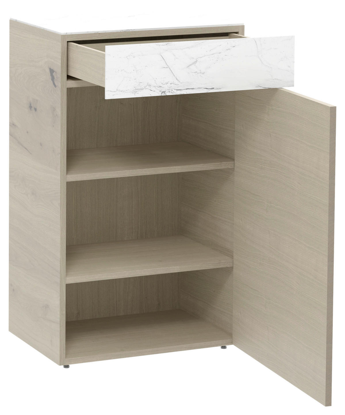 SCHUHSCHRANK Eiche furniert, massiv Weiß, Eichefarben  - Eichefarben/Weiß, Natur, Glas/Holz (64/106/42,6cm) - Voglauer