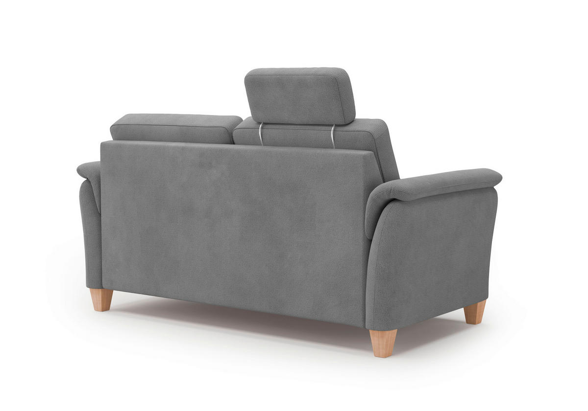 3-SITZER-SOFA in Flachgewebe Grau  - Eichefarben/Grau, KONVENTIONELL, Holz/Textil (179/89/89cm) - Sit & More