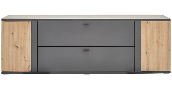 TV-ELEMENT Grau, Eiche Artisan  217/70,6/48,4 cm  - Schwarz/Eiche Artisan, KONVENTIONELL, Holzwerkstoff/Metall (217/70,6/48,4cm) - Hom`in