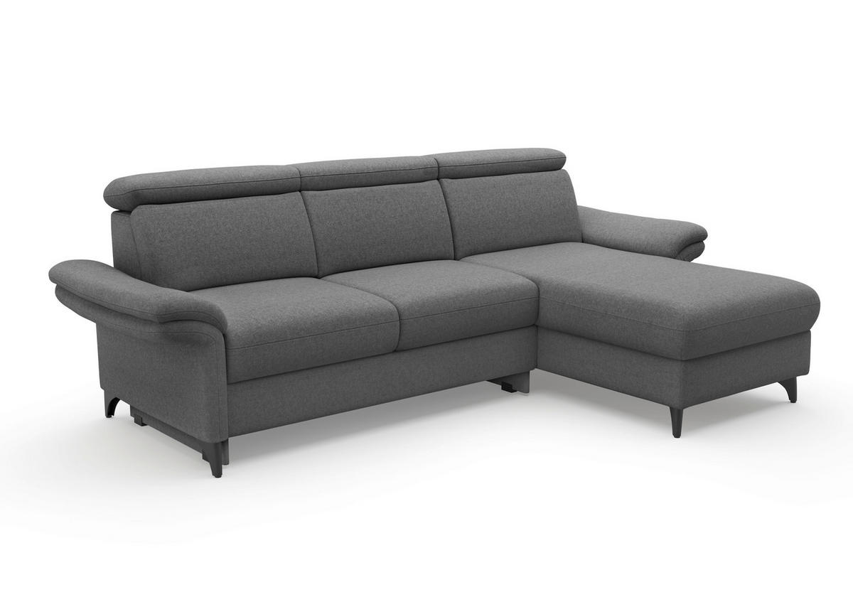 ECKSOFA Flachgewebe Dunkelgrau  - Dunkelgrau/Schwarz, Konventionell, Textil/Metall (253/166cm) - Sit & More