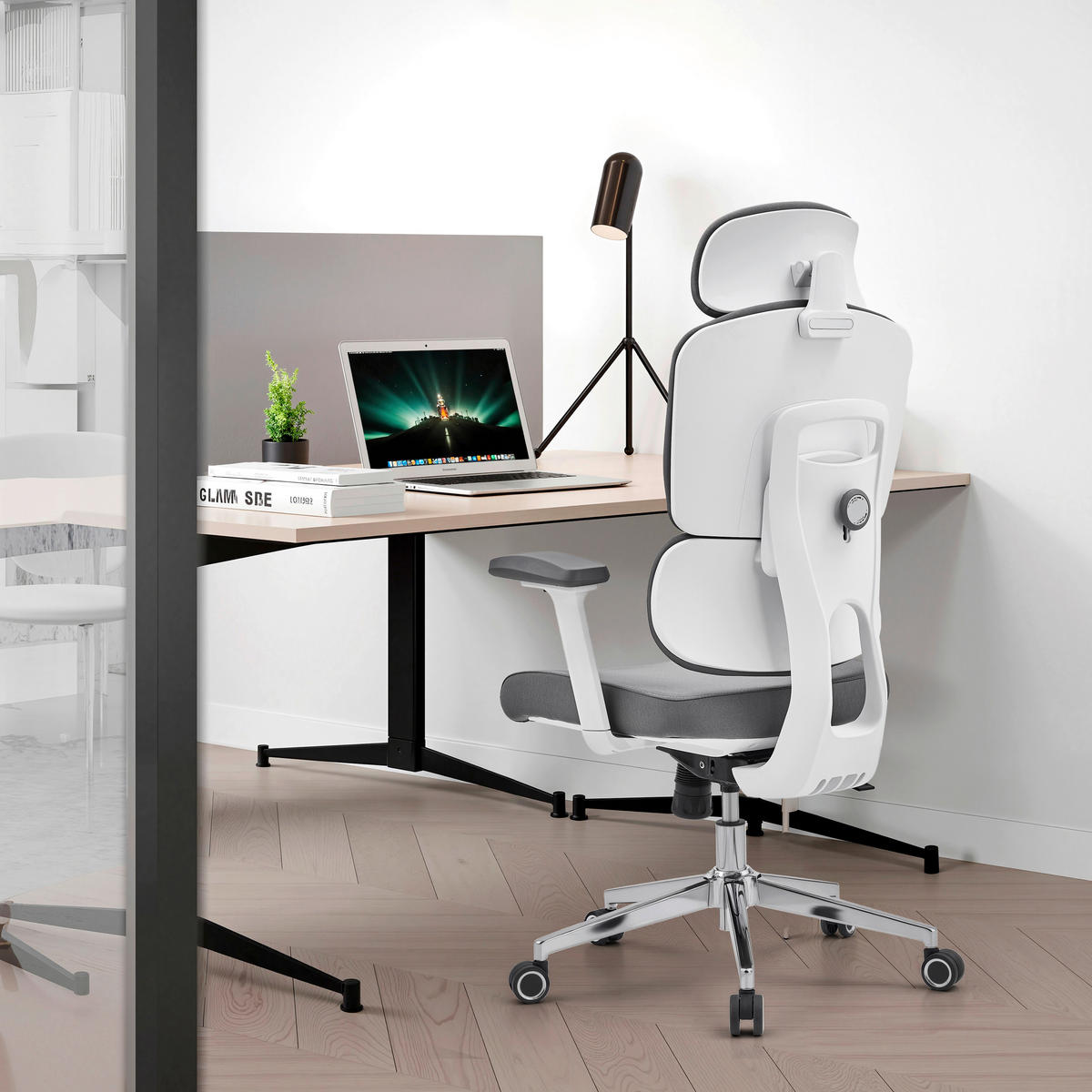 DREHSTUHL Flachgewebe Grau  - Silberfarben/Weiß, MODERN, Kunststoff/Textil (68/132/67cm) - MID.YOU