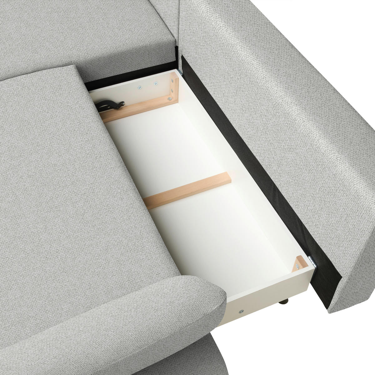 ECKSOFA COLORADO in Struktur Hellgrau  - Hellgrau/Schwarz, Design, Textil/Metall (186/284cm) - Lomoco
