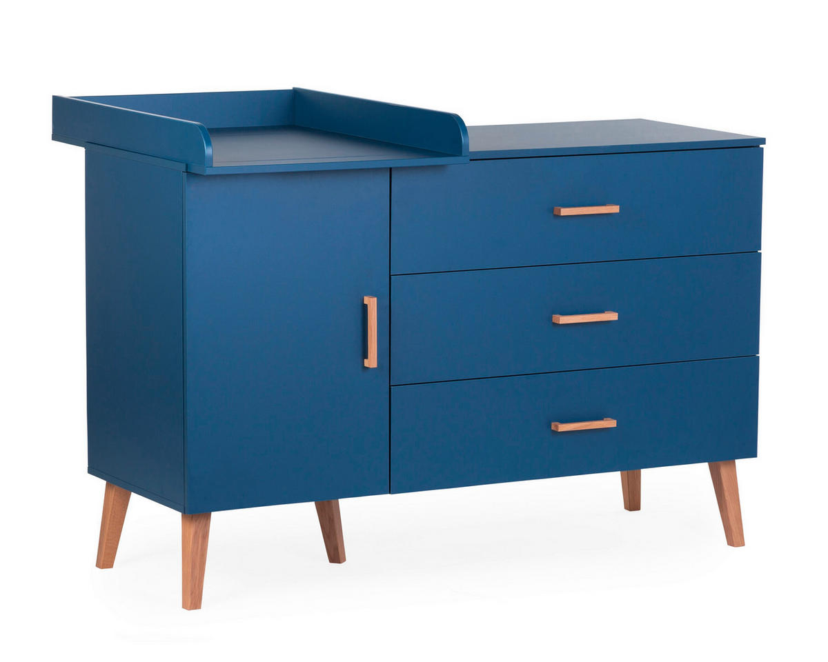 WICKELKOMMODE Bold Blue 2023 Naturfarben, Dunkelblau  - Dunkelblau/Naturfarben, Design, Holz/Holzwerkstoff (137/77/98cm) - Childhome