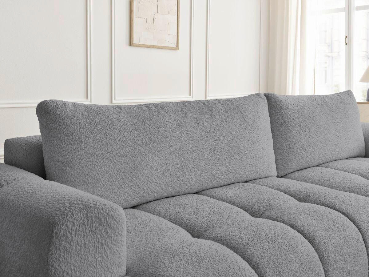 ECKSCHLAFSOFA FUJI Bouclé Dunkelgrau  inkl.  - Dunkelgrau/Schwarz, MODERN, Kunststoff/Textil (292/160cm)