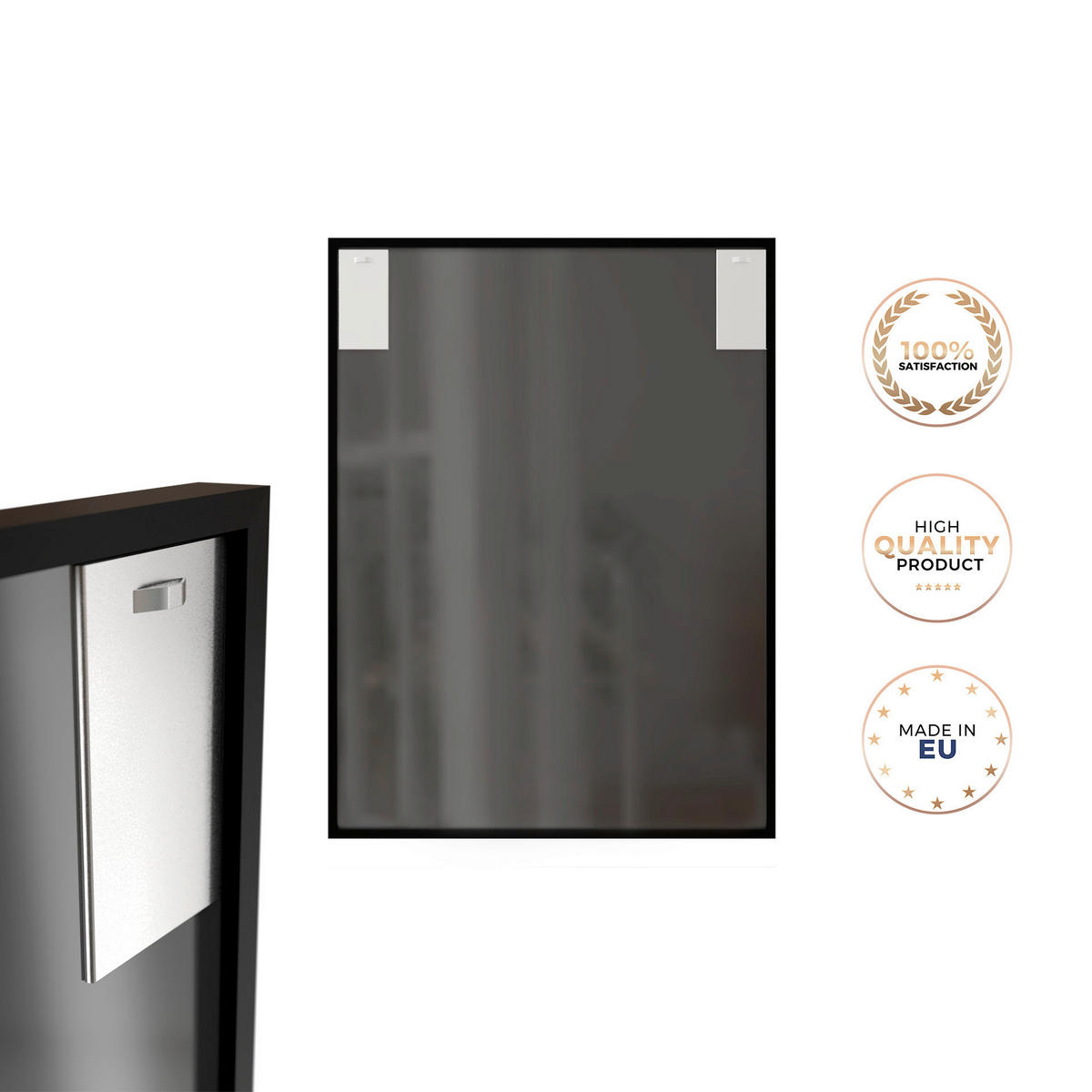 DEKOSPIEGEL  69/95 cm   in rechteckig  - Schwarz, Basics, Glas/Holz (69/95cm)