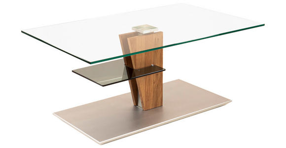 COUCHTISCH in Holz, Glas, Holzwerkstoff 100/60/47-65 cm  - Wildeiche/Edelstahlfarben, MODERN, Glas/Holz (100/60/47-65cm) - Venda