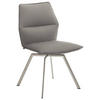 STUHL Edelstahlfarben, Graubraun  - Edelstahlfarben/Graubraun, Design, Textil/Metall (49/86/60cm) - Venjakob