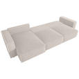 ECKSOFA Creme Cord Zierkissen, Rückenkissen, Schlaffunktion, Rücken echt  - Creme/Schwarz, MODERN, Kunststoff/Textil (153/350cm) - Xora