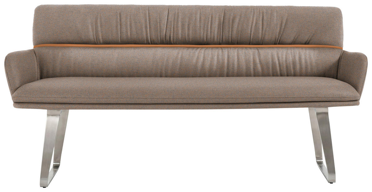 SITZBANK 220/86/68 cm Mikrofaser Greige, Currygelb  - Currygelb/Greige, Design, Textil/Metall (220/86/68cm) - Valdera