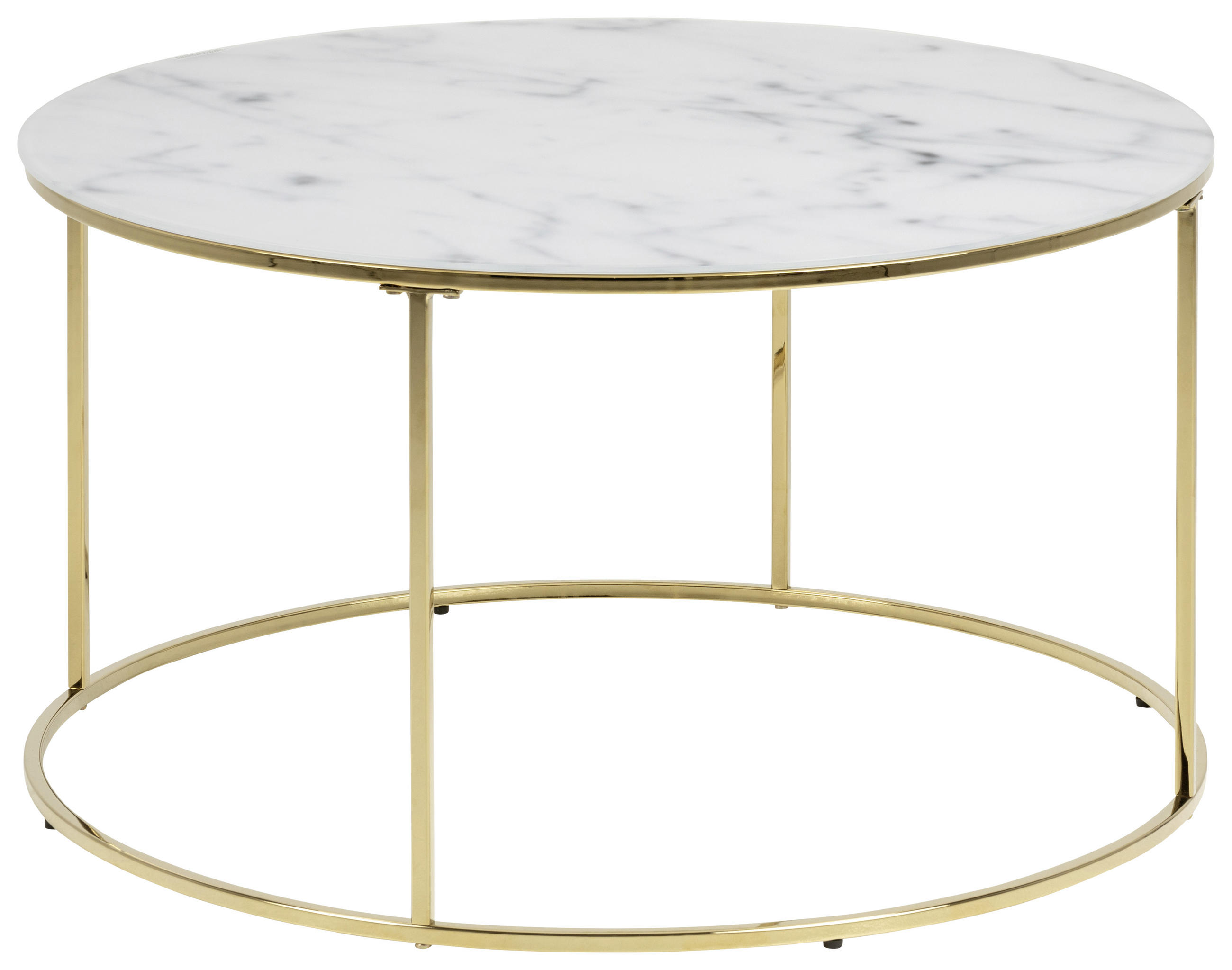 COUCHTISCH Milchglas 80/80/45 cm rund Goldfarben  - Goldfarben, Trend, Glas/Metall (80/80/45cm) - Carryhome