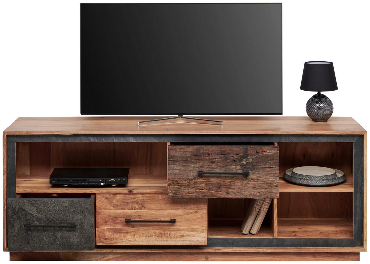 NÍZKA KOMODA, akácia, recyklované drevo, hnedá, farba akácie, tmavosivá, 160/60/40 cm - hnedá/čierna, Trend, kov/drevo (160/60/40cm) - Landscape