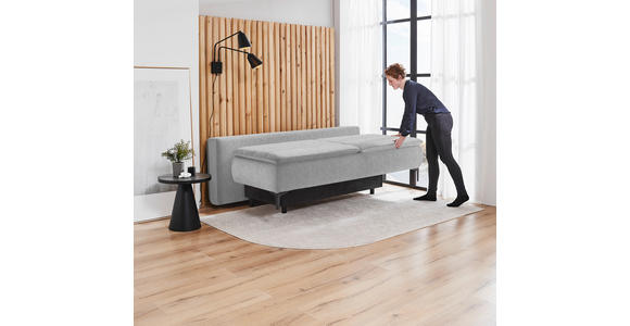 BOXSPRINGSOFA Webstoff Hellgrau - Hellgrau/Schwarz, KONVENTIONELL, Textil/Metall (204/93/100cm) - Novel
