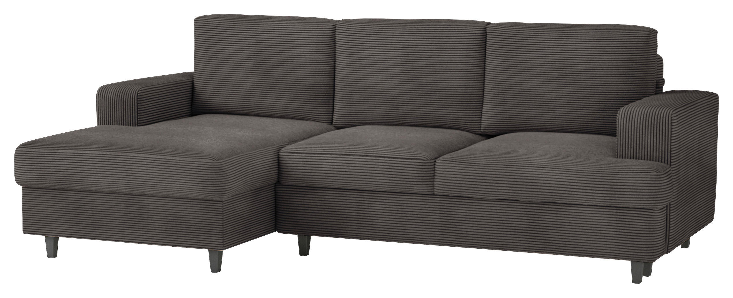 ECKSOFA Taupe Cord, Velours  - Taupe/Schwarz, Design, Holz/Textil (140/247cm) - MID.YOU