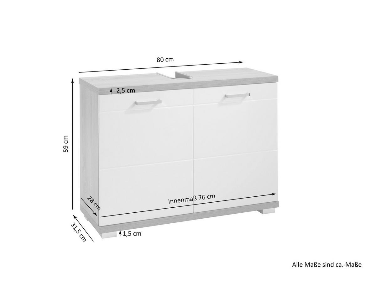 WASCHBECKENUNTERSCHRANK 80/59/31,5 cm  - Chromfarben/Weiß, MODERN, Holzwerkstoff/Kunststoff (80/59/31,5cm) - MID.YOU
