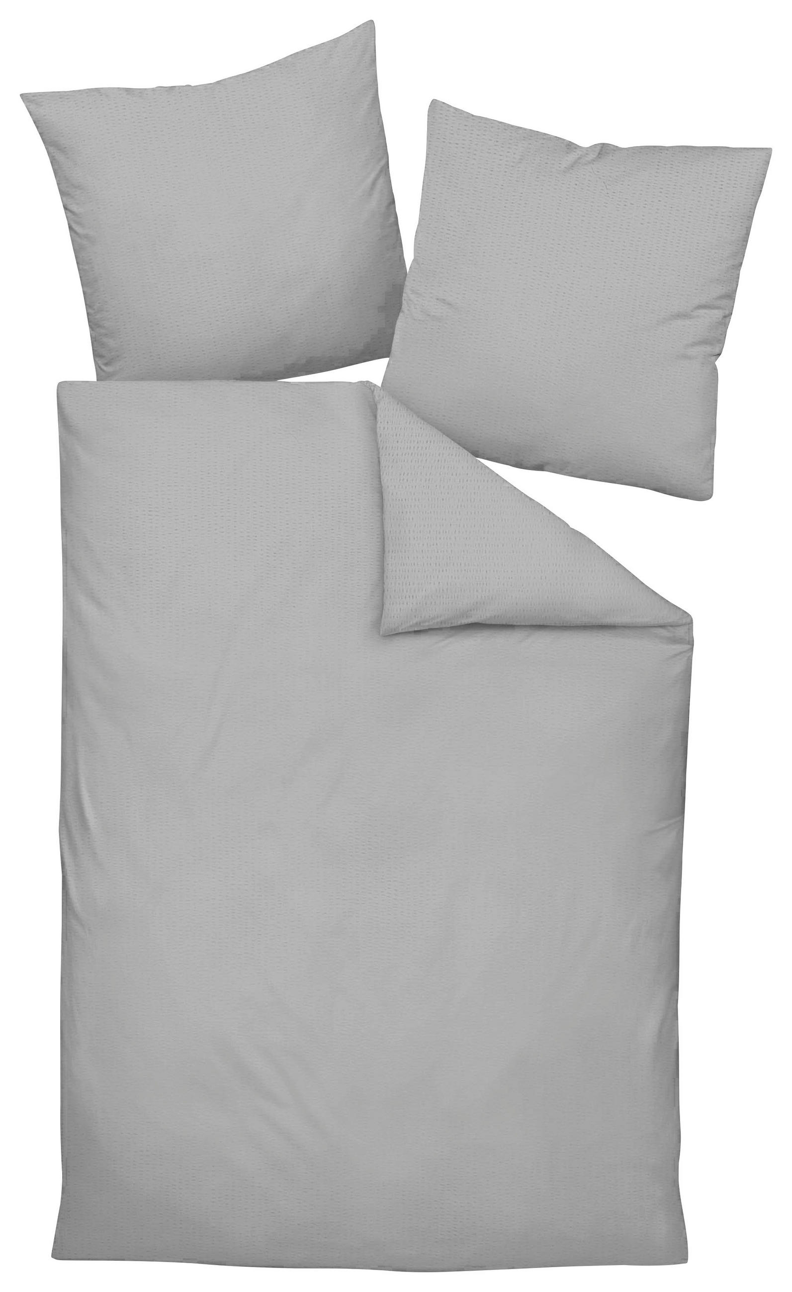 POSTEĽNÁ BIELIZEŇ, seersucker, sivá, svetlosivá, platinová, 140/200 cm - sivá/svetlosivá, Basics, textil (140/200cm) - Janine