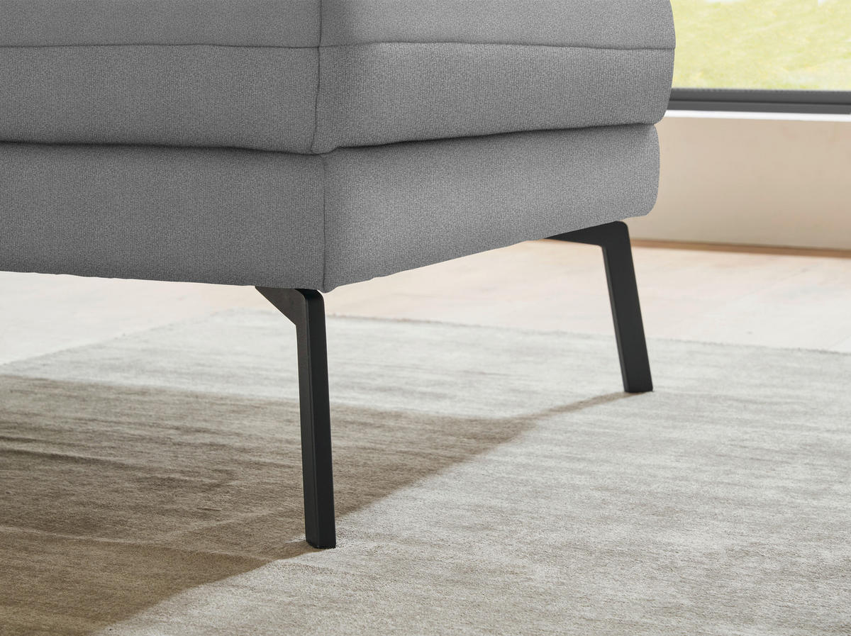 ECKSOFA  in Flachgewebe Hellgrau  255-365/175-224 cm  - Hellgrau/Schwarz, Design, Textil/Metall (255-365/175-224cm) - Dieter Knoll