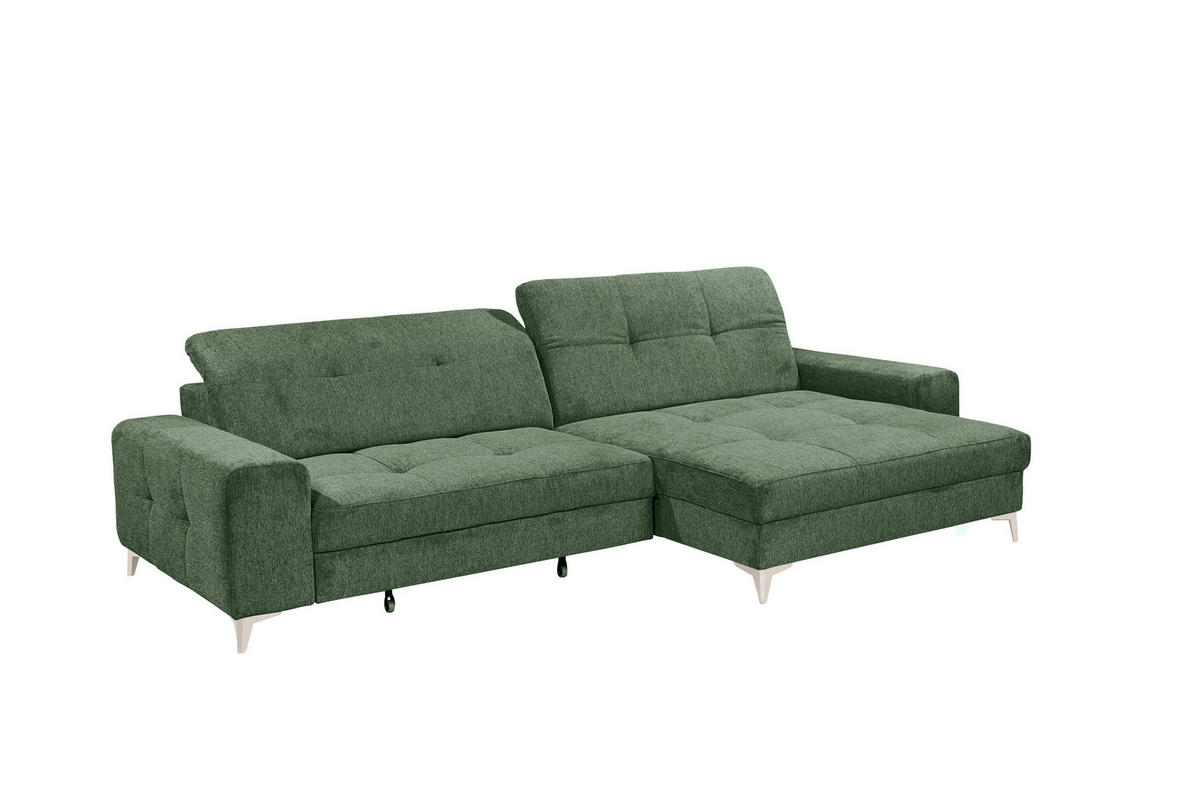 ECKSOFA Mikrovelours Dunkelgrün  - Kaschmir/Dunkelgrün, Design, Kunststoff/Textil (328/182cm) - MID.YOU