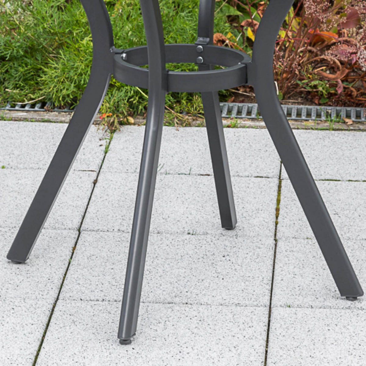 GARTENTISCH Metall, Glas rund  - Graphitfarben/Naturfarben, ROMANTIK / LANDHAUS, Glas/Metall (70cm) - Gardenson