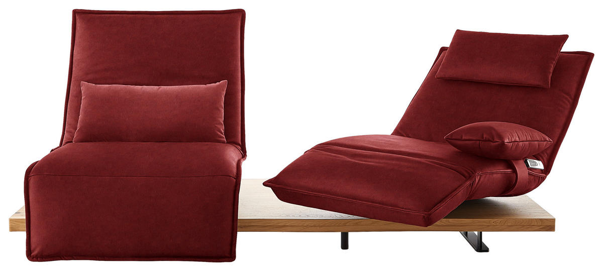 2-SITZER-SOFA in Echtleder Rot  - Eichefarben/Rot, Natur, Leder/Holz (240/63/115cm) - Koinor