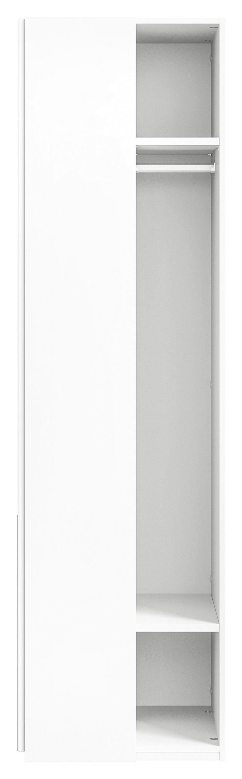 KLEIDERSCHRANK in Weiss  - Weiss/Edelstahlfarben, Design, Glas/Holzwerkstoff (51,3/213,6/59,3cm) - Cantus