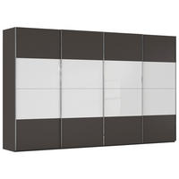 SCHWEBETÜRENSCHRANK 361/223/68 cm 4-türig Graphitfarben, Weiß  - Chromfarben/Graphitfarben, KONVENTIONELL, Glas/Holzwerkstoff (361/223/68cm) - Novel