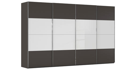 SCHWEBETÜRENSCHRANK  in Graphitfarben, Weiß  - Chromfarben/Graphitfarben, KONVENTIONELL, Glas/Holzwerkstoff (361/235/68cm) - Novel