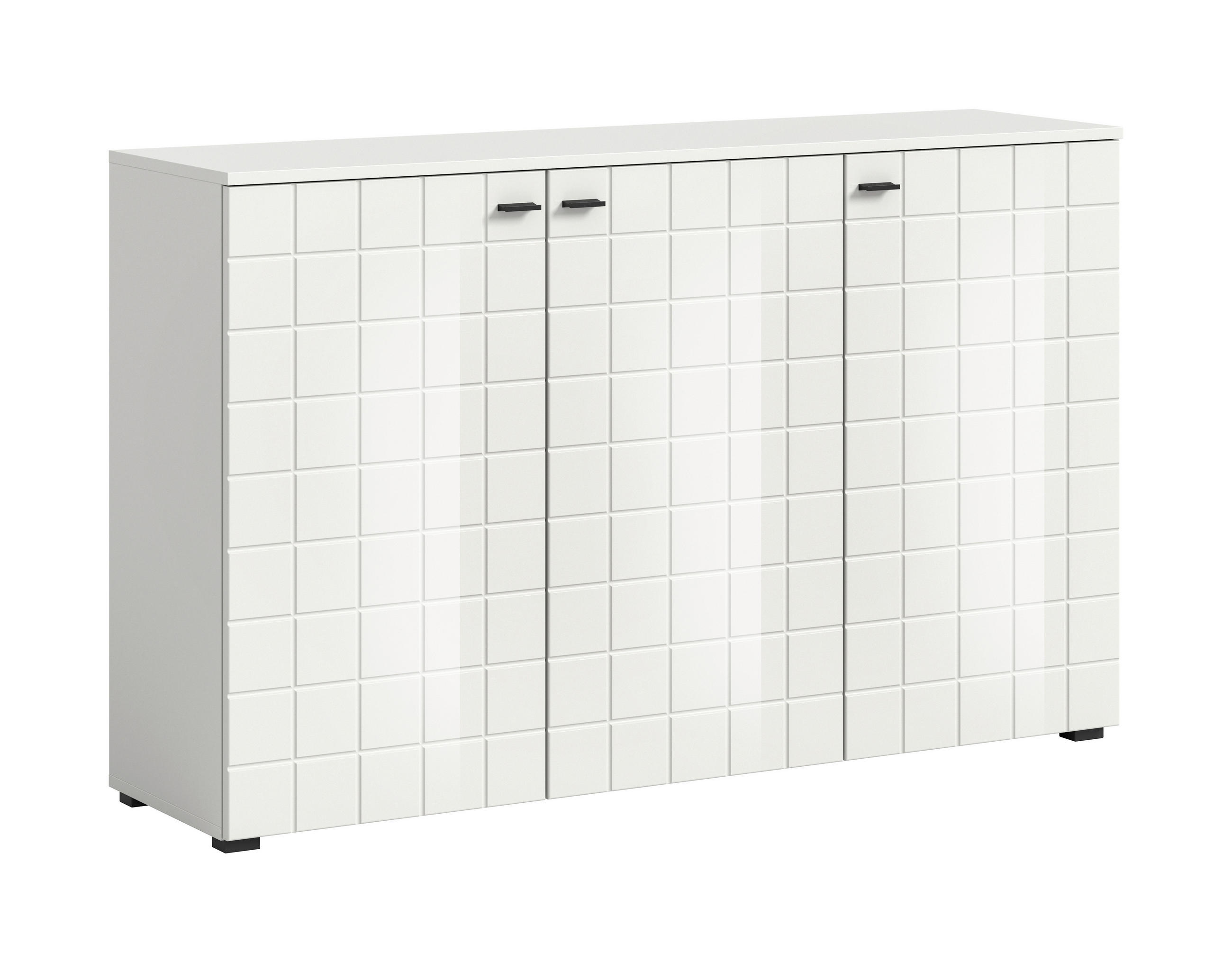 SIDEBOARD 138/87/37 cm  in Weiss Hochglanz  - Weiss Hochglanz/Schwarz, Design, Holzwerkstoff/Kunststoff (138/87/37cm) - MID.YOU