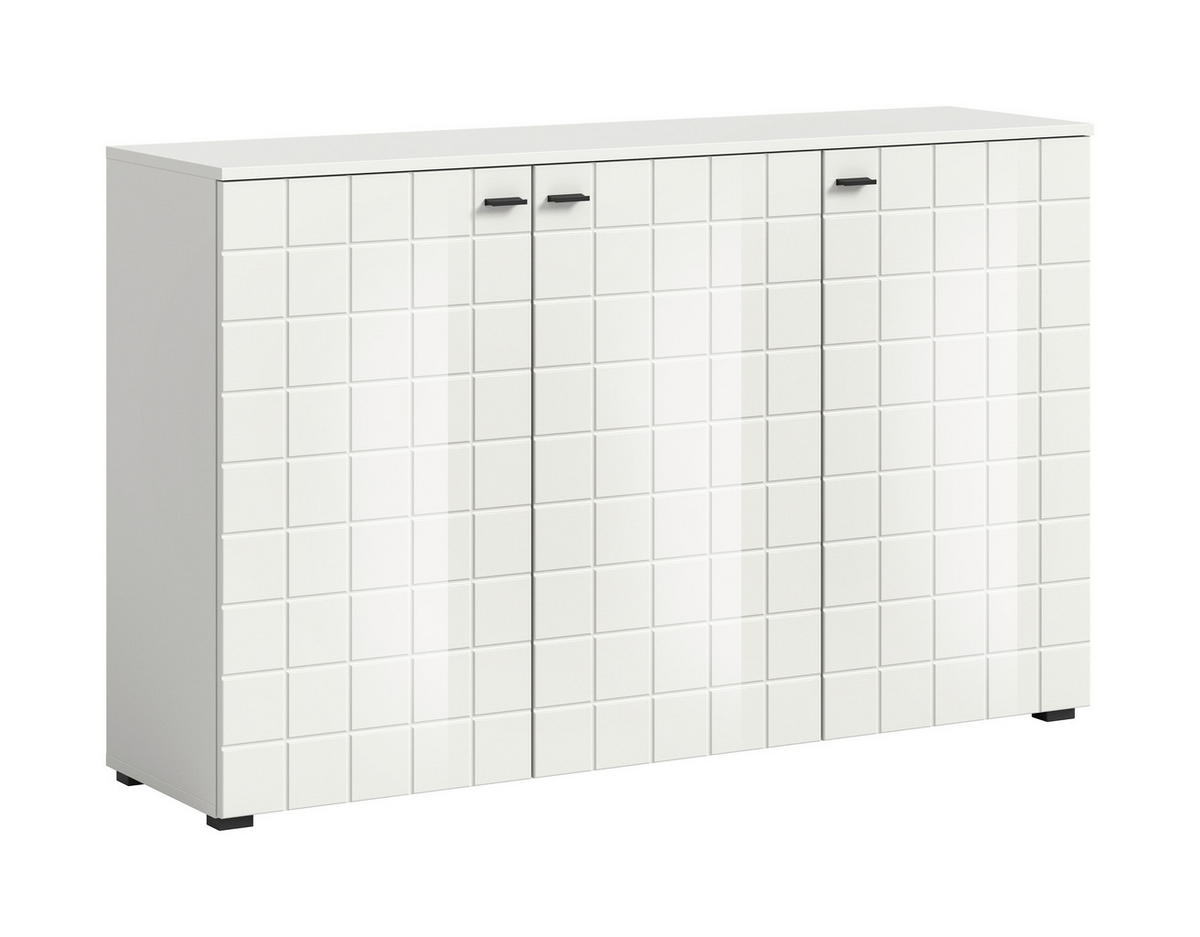 SIDEBOARD 138/87/37 cm  in Weiss Hochglanz  - Weiss Hochglanz/Schwarz, Design, Holzwerkstoff/Kunststoff (138/87/37cm) - MID.YOU