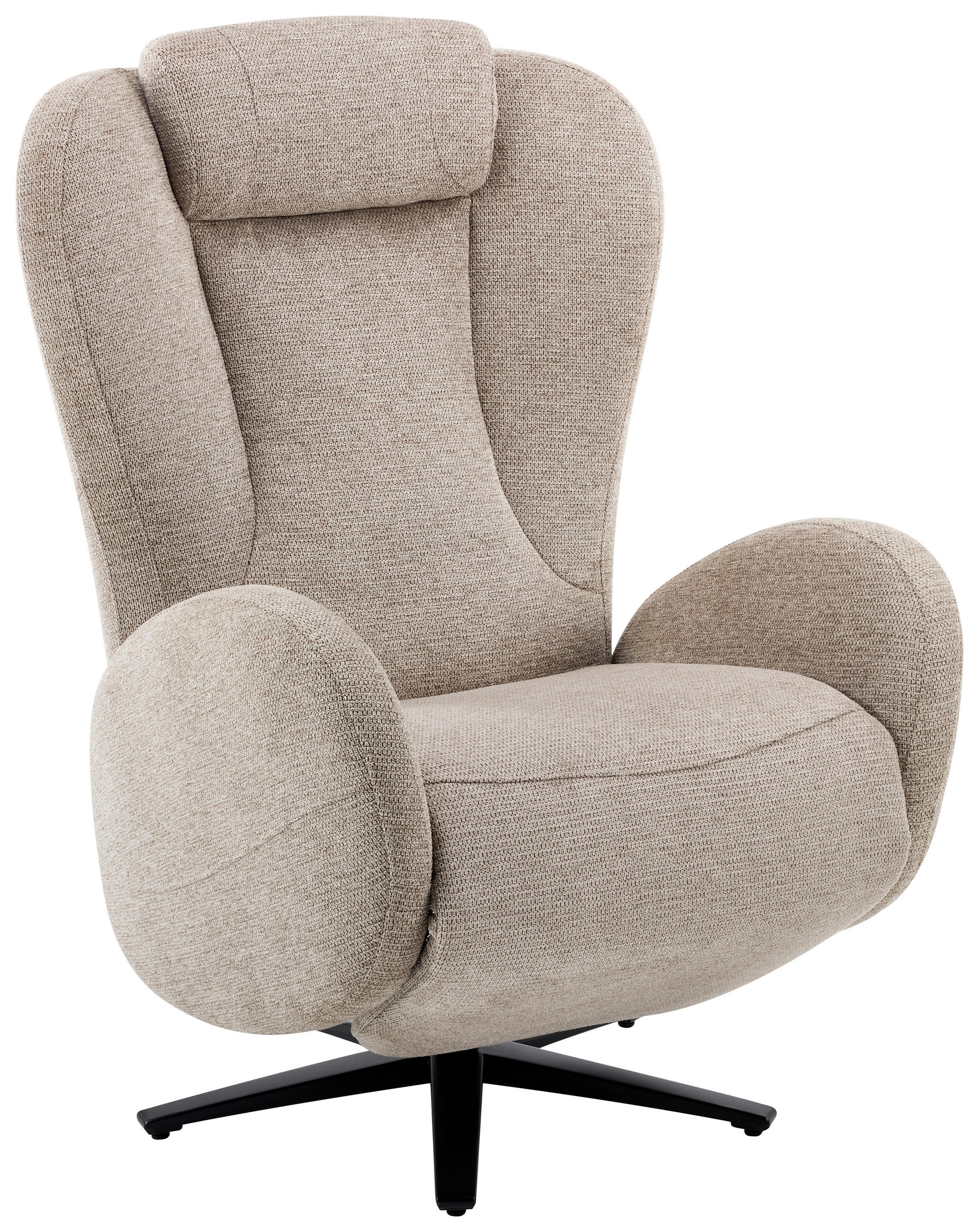 RELAXSESSEL Metall, Textil Schwarz, Taupe  - Taupe/Schwarz, Konventionell, Textil/Metall (77/109/89cm) - Stylife