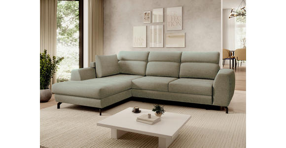 ECKSOFA Olivgrün Chenille - Schwarz/Olivgrün, KONVENTIONELL, Textil/Metall (185/240cm) - Carryhome