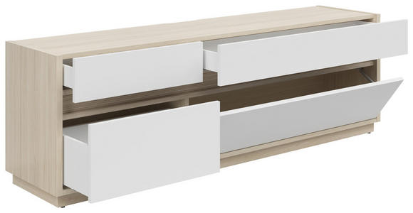 TV-ELEMENT Weiß, Eichefarben 173,5/58,2/42 cm - Eichefarben/Schwarz, KONVENTIONELL, Holzwerkstoff/Kunststoff (173,5/58,2/42cm) - Hom`in