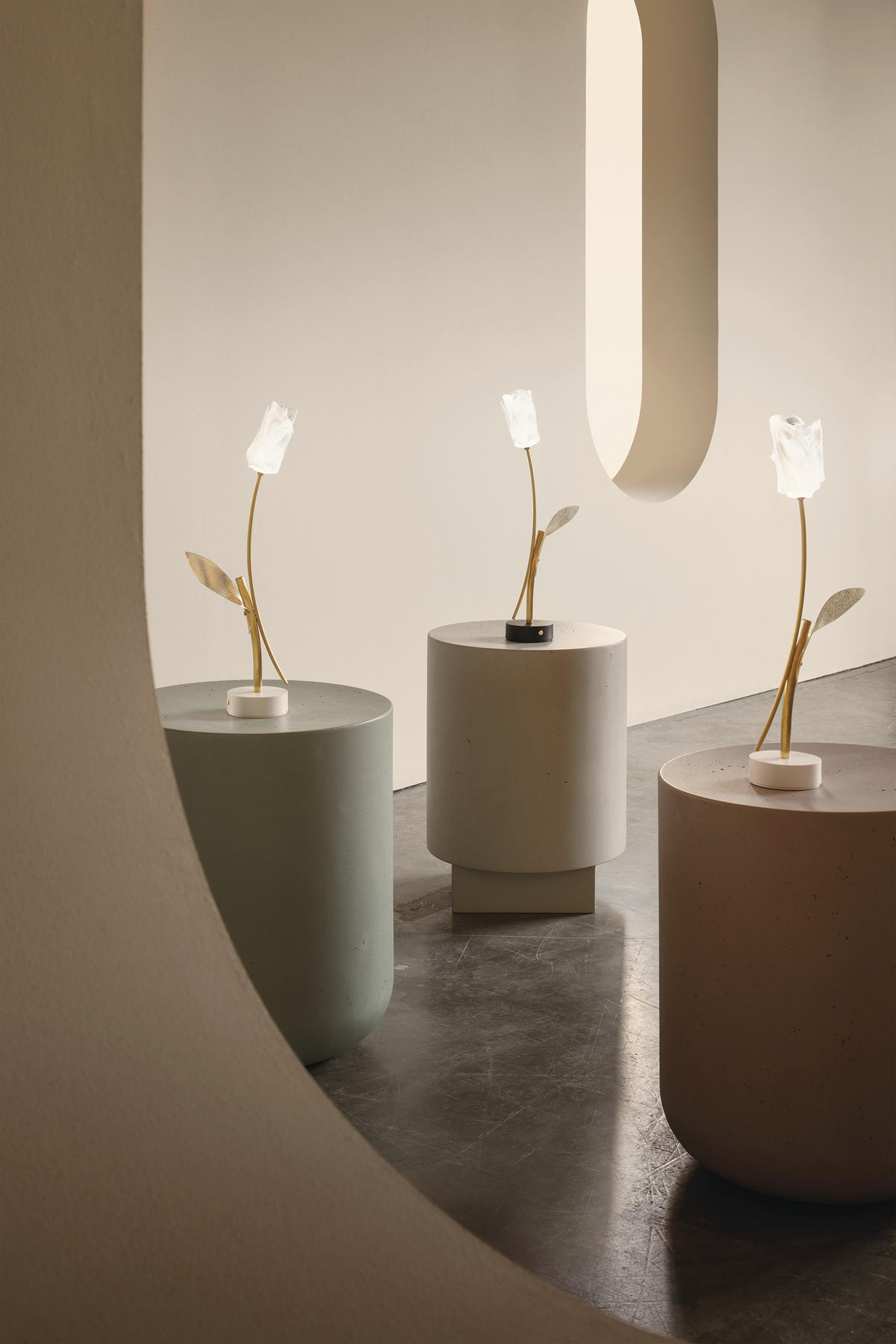 AKKU-TISCHLEUCHTE Tulip Battery 8,5/15/38 cm   - Transparent/Goldfarben, KONVENTIONELL, Kunststoff/Metall (8,5/15/38cm) - Slamp