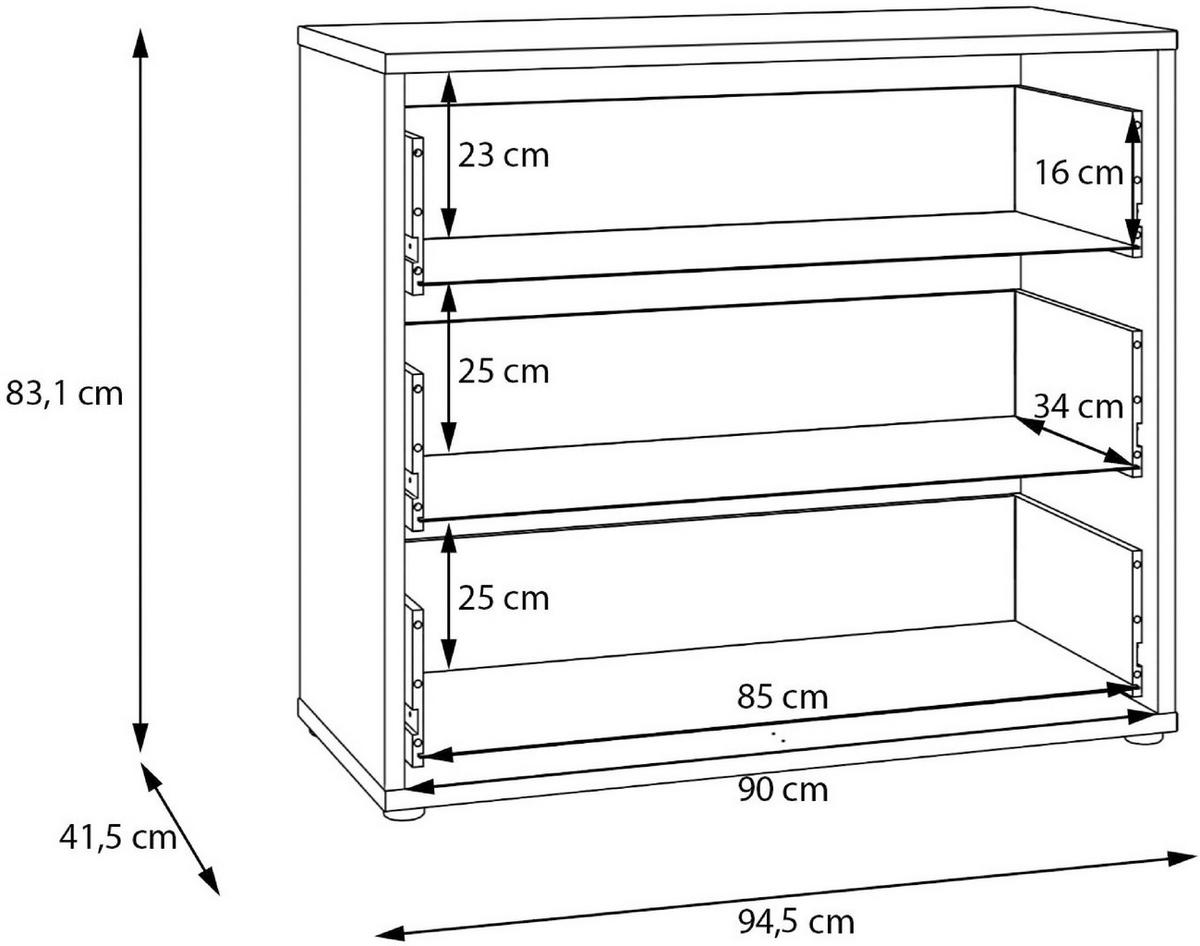 KOMMODE , 95/83/42 cm, 3 Schublade(n)  - Silberfarben/Dunkelblau, Trend, Holzwerkstoff/Kunststoff (95/83/42cm) - Carryhome