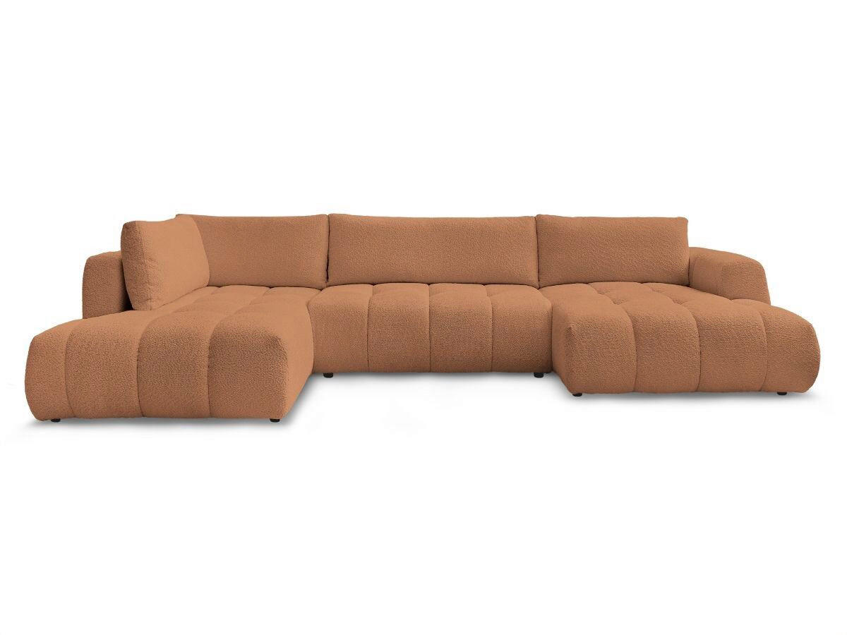 WOHNLANDSCHAFT  FUJI  Orange Bouclé  - Schwarz/Orange, MODERN, Kunststoff/Textil (204/377/160cm)