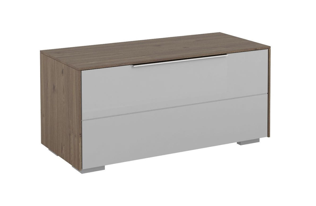 GARDEROBENBANK Hellgrau, Walnussfarben - Chromfarben/Walnussfarben, Design, Glas/Kunststoff (80,8/38,7/37,3cm) - Voleo