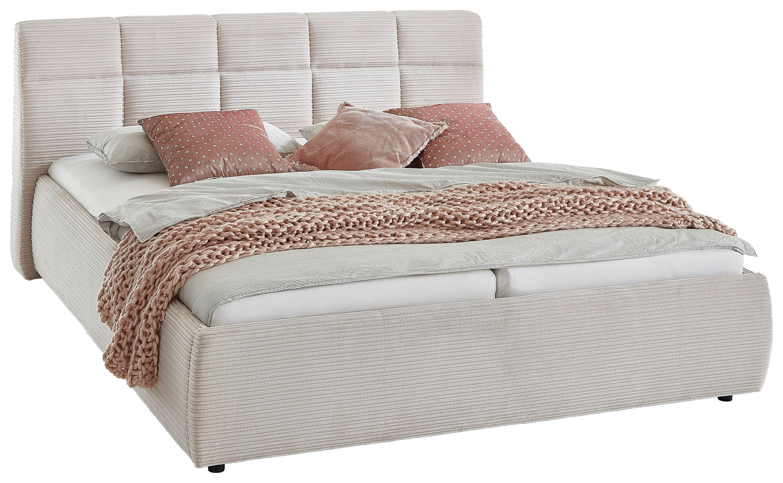 POLSTERBETT 180/200 cm  in Beige  - Beige/Schwarz, Design, Holz/Textil (180/200cm) - Xora