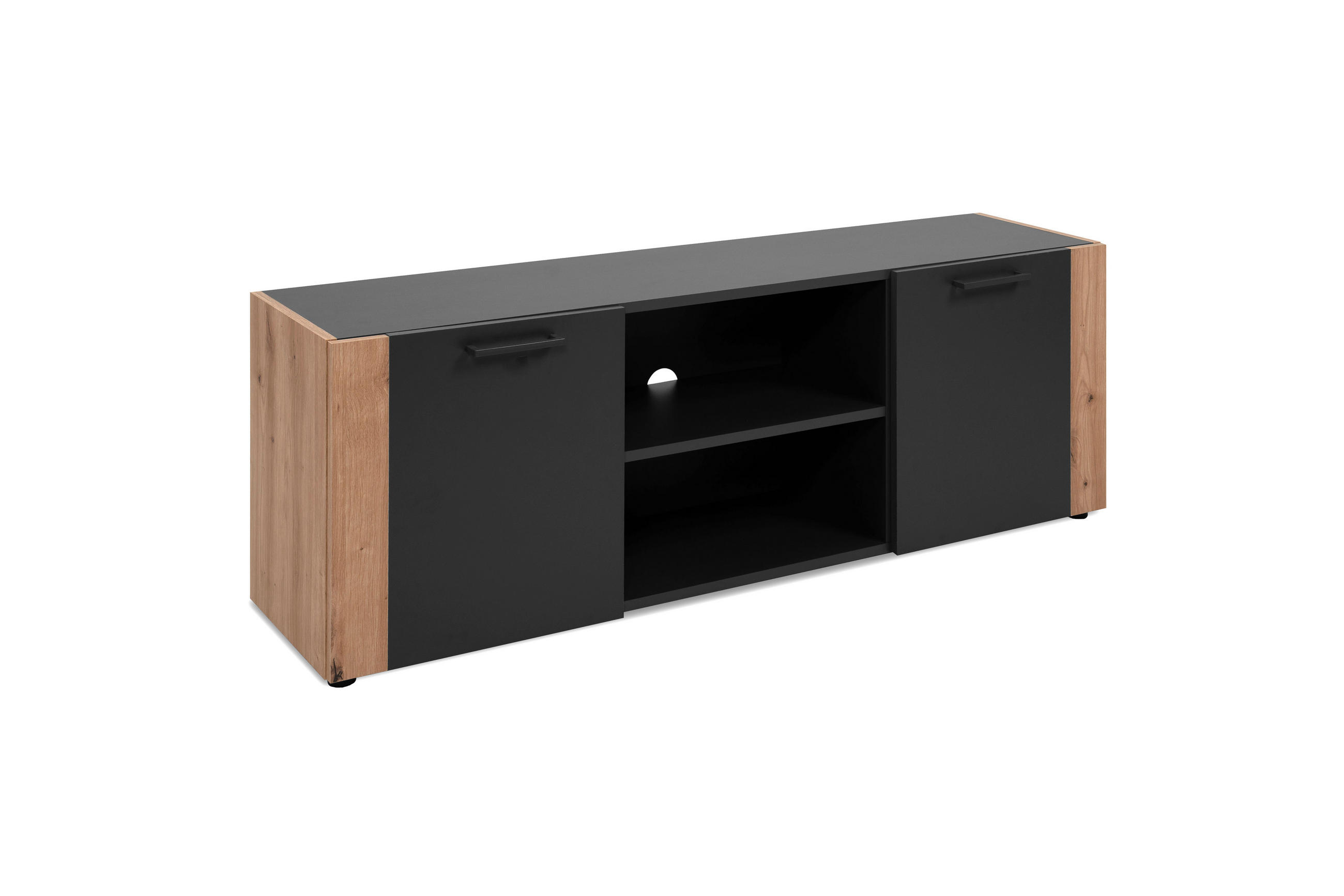 LOWBOARD  in 138/47,5/34,5 cm  - Anthrazit/Schwarz, Design, Holzwerkstoff/Kunststoff (138/47,5/34,5cm) - MID.YOU