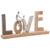DEKOSCHRIFTZUG - Naturfarben/Nickelfarben, Trend, Holz/Metall (51/7,5/25,5cm) - Ambia Home