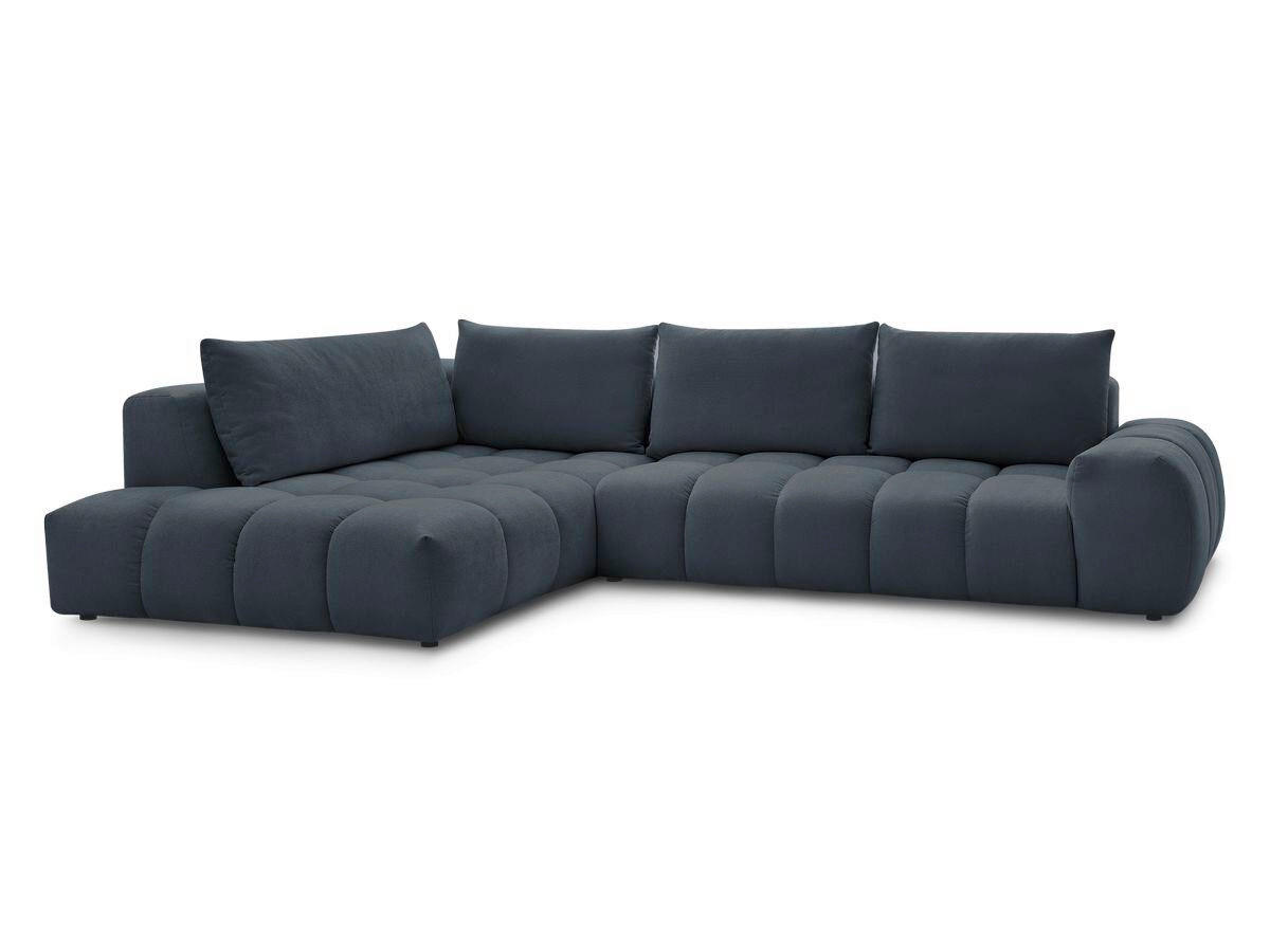 ECKSOFA Ottomane links  EVEREST Dunkelblau Struktur  - Schwarz/Dunkelblau, MODERN, Kunststoff/Textil (210/352cm) - Livetastic