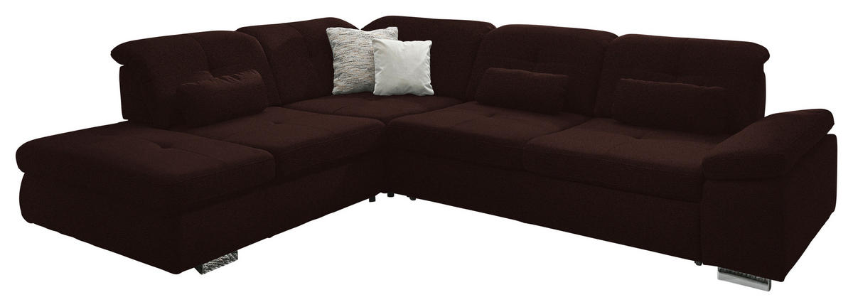 ECKSOFA  in Mikrofaser Braun  260/312 cm  - Chromfarben/Braun, Design, Textil/Metall (260/312cm) - Beldomo Style