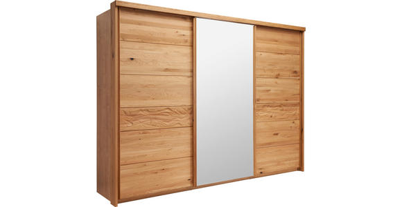 SCHWEBETÜRENSCHRANK 285/216/70 cm 3-türig  - Eichefarben, KONVENTIONELL, Glas/Holz (285/216/70cm) - Linea Natura