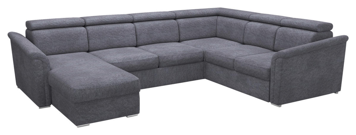 WOHNLANDSCHAFT Dunkelbraun Webstoff  - Dunkelbraun, Design, Holz/Textil (103/355/243cm) - MID.YOU